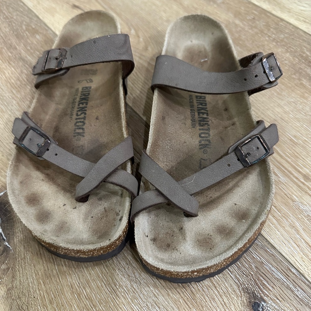 Birkenstock Taupe Cross-Strap Sandals